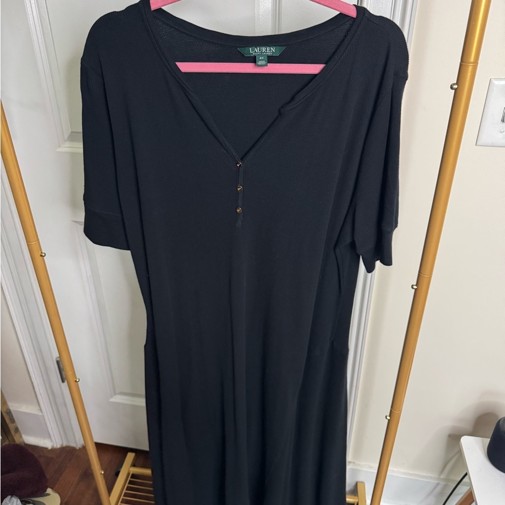 Ralph Lauren Black Button-Front Dress